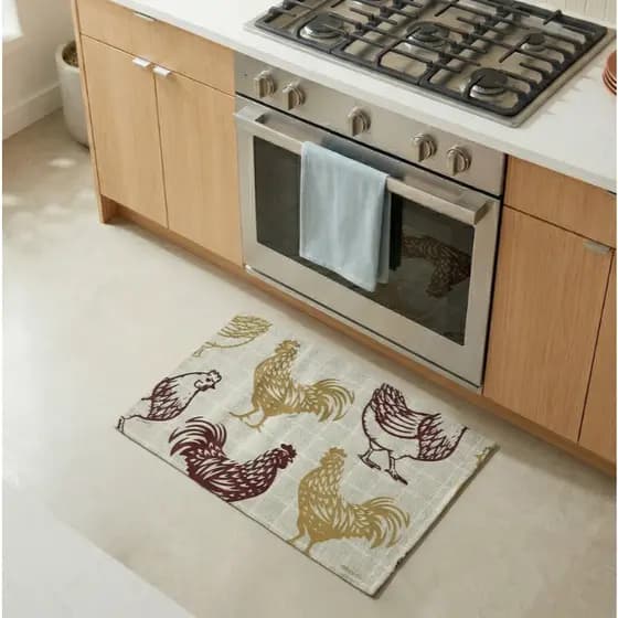 Tapete para Cozinha 38cm x 60cm Antiderrapante Limpa Facil Slimkasa Galinhas Kapazi