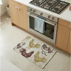 Tapete para Cozinha 38cm x 60cm Antiderrapante Limpa Facil Slimkasa Galinhas Kapazi