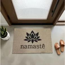 Tapete Capacho De Entrada 4ox60cm Namastê Antiderrapante Porta Entrada Alto Padrão Trama Vinilica Flor de Lotus Kapazi