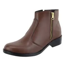 Bota Cano Curto Feminina Zíper Lateral Chocolate Lançamento
