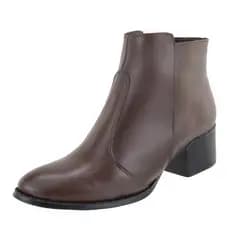 Bota em Couro Feminina Bico Fino Salto