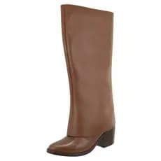 Bota 2 em 1 Capa Removível Couro Legitimo Bico Fino Salto Lançamento Moda Conhaque Guvem Oficial