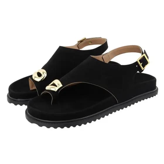 Sandália Papete Flatform Feminina Lançamento Camurça Preta