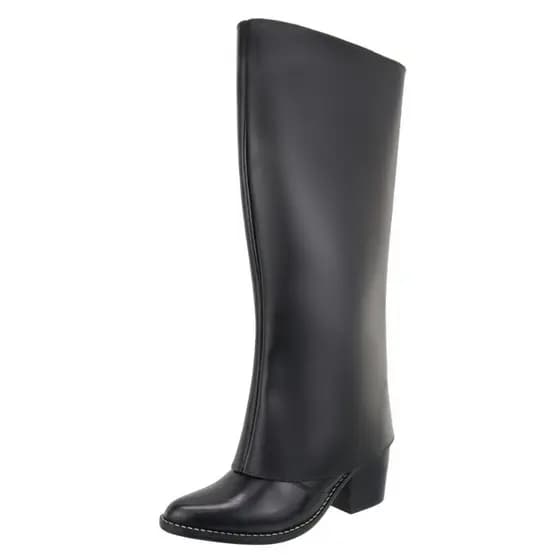 Bota Capa 2 em 1 Couro Legitimo Bico Fino Salto Cano Removível Lançamento Moda Preta Guvem Oficial