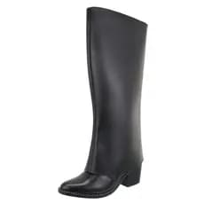 Bota Capa 2 em 1 Couro Legitimo Bico Fino Salto Cano Removível Lançamento Moda Preta Guvem Oficial