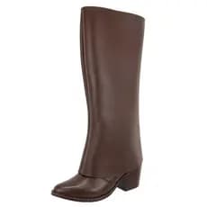 Bota Capa 2 em 1 Couro Legitimo Bico Fino Salto Lançamento Moda Chocolate Guvem Oficial