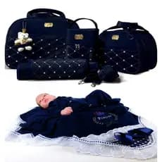 Kit Bolsas de Bebê Térmica Impermeável + Um Kit Saída de Maternidade 100% algodão