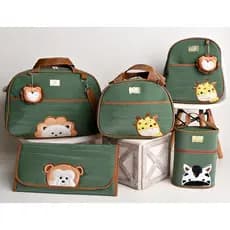 Kit Bolsas 5 Peças de Maternidade Para Bebê Família Bichinhos