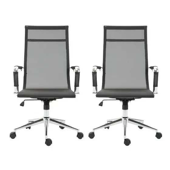 Kit 2 Cadeiras de Escritório Esteirinha Presidente Em Tela Mesh Alta com Rodinhas - Momo Design