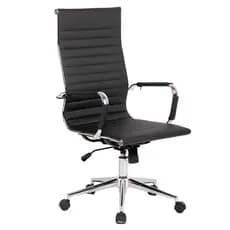 Cadeira de Escritório Esteirinha Presidente Ergonômica Alta em Couro com Rodinhas Momo Design