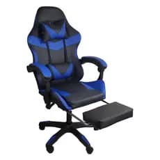 Cadeira Gamer Ergonômica Classic Com Apoio de Pés em Couro Reclinável Com Rodinhas Azul Preta Vermelha e Verde Momo