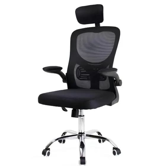 Cadeira de Escritório Momo Design Diretor Ergonômica Mesh Preta Reclinável Com Apoio de Cebeça e Rodinhas
