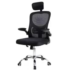 Cadeira de Escritório Momo Design Diretor Ergonômica Mesh Preta Reclinável Com Apoio de Cebeça e Rodinhas