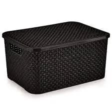 CESTO COM TAMPA RATTAN 16L NITRON