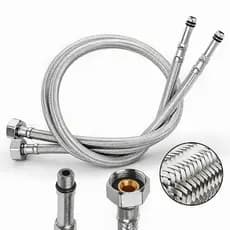 Par De Engate Mangueira Rabicho  Aço Inox Flexível Quente e Frio Misturador Monocomando 70 60 50 cm
