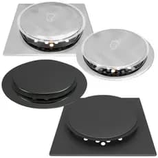 Ralo Click Inteligente em Metal Inox 10x10/15x15  Cromado Preto Piso Banheiro Quadrado Redondo