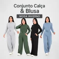 CONJUNTO LANZINHA BLUSA + CALÇA COM BOLSO E LACINHO FEMININO A PRONTA ENTREGA