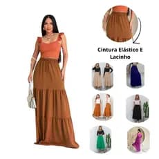 SAIA LONGA FEMININA TRÊS MARIAS TENDENCIA MODA EVANGELICA