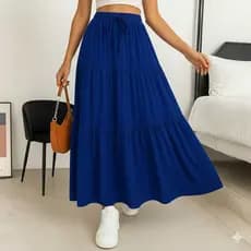 SAIA TRÊS 3 MARIAS MODA EVANGÉLICA LONGA TENDENCIA CINTURA ELASTICO E LACINHO