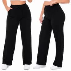 Calça Pantalona Feminina Cintura Alta Ajustável com Bolso Tecido Lanzinha Premium
