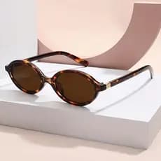 Óculos de sol feminino oval retrô, padrão tartaruga, estilo moderno