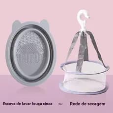 KIT com Tigela de Lavagem+ Rede de secagem Para Pincél Esponja Maquiagem