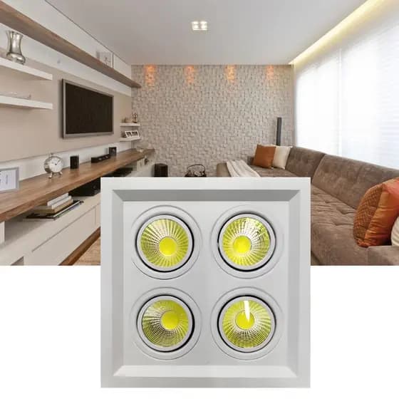 Paflon 4 Spot Led De Embutir No Teto Lâmpadas Dicroica 4x10 40w Branco Quente/Branco Frio (com lâmpada)