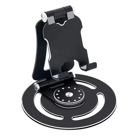 Suporte de Mesa em Metal com Base Giratória 360° Compatível com Celulares e Smartphones Articulado