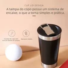 KIT 20/30/40/50 Copo Térmico com Tampa E Abridor 473ml Cerveja Café Inox Beer Cup Gelada Quente Caneca