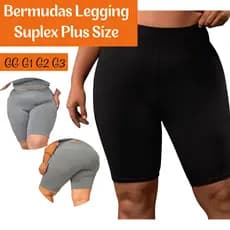 Bermuda Feminina Academia Suplex Plus Size Ciclista Shorts Legging Cintura Alta