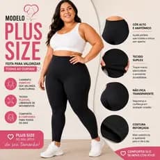 Calça Legging Plus Size  Cós Alto Suplex