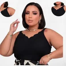 Regata Feminina Nuvem Plus Size Alça Larga Blusa Tecido Crepe Duna Crepinho Social Blusinha Basica Decote