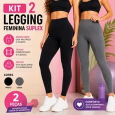 Kit 2 Calça Legging Feminina Suplex Duplo Não Fica Transparente Ideal Para seu Dia a Dia ou Seu Treino Academia