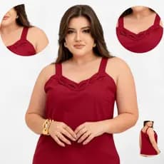 Blusa Regata Feminina Alça Larga Oito Tecido Crepe Duna Crepinho Social Basica Plus Size Lisa Casual Estilosa Tendencia