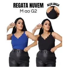 Regata Feminina Social Decote Nuvem Alça Larga Tecido Crepinho Duna Regatinha Blusinha Verão Estilosa Elegante Plus Size