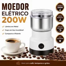 Moedor Elétrico de Café em Aço Inox Multifuncional para Grãos, Temperos e Especiarias