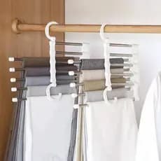 Cabide Multifuncional Calca de Inox 5 Divisorias Branco