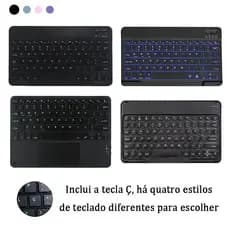Teclado Bluetooth Abnt2 Com Tecla Ç Para Ipad 11ª /10ª/Pro 11/Samsung S6 Lite/A9 Plus/Redmi Pad Se