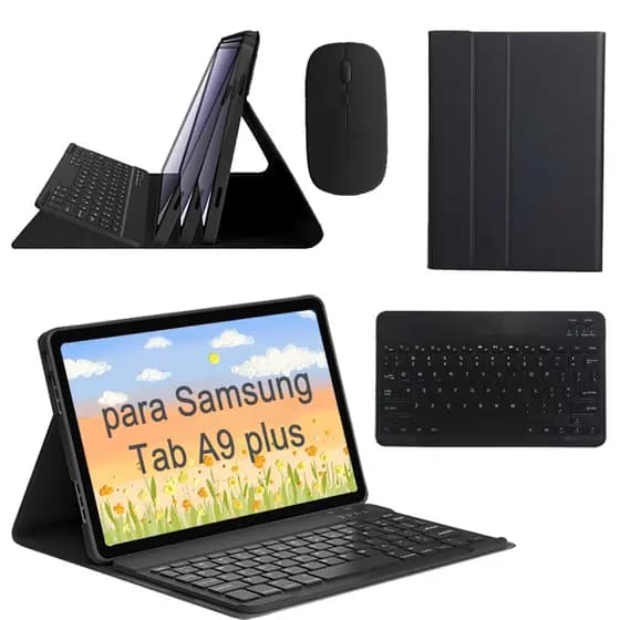 Capa para tablet com ABNT2 teclado quadrado e mouse sem fio para Samsung Galaxy Tab A9 plus
