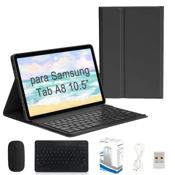 kit Capa para Samsung Galaxy Tab A8 10.5" com ABNT2 teclado Magnético e mouse sem fio Com Porta Caneta+Ç