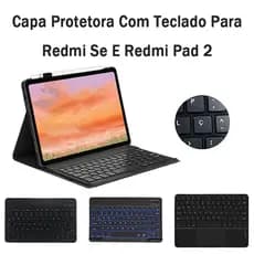 Capa protetora com teclado Para Xiaomi Redmi SE 11“ /Redmi Pad 2 （Com Ç）