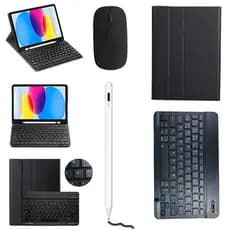 Capa Para Samsung Tab A9 Plus/Tab A9/A8/A7 Com Teclado Abnt2（Com “Ç”） + Caneta Stylus Capacitiva + Mouse