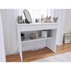 Penteadeira Para Maquiagem – 1 Gaveta – Branco/Preto – Design Funcional