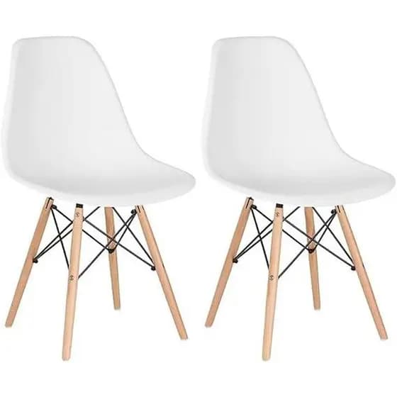 Kit 2 Cadeiras Charles Eames Eiffel Dsw Em Polipropileno Com Pés De Madeira Clara (Escolha a Cor)