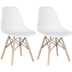 Kit 2 Cadeiras Charles Eames Eiffel Dsw Em Polipropileno Com Pés De Madeira Clara (Escolha a Cor)