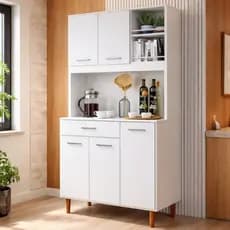Armário de Cozinha Compacto com Prateleiras, Nicho e Design Funcional