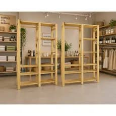 Kit 2 Arara Dupla de Madeira Para Closet Pinus