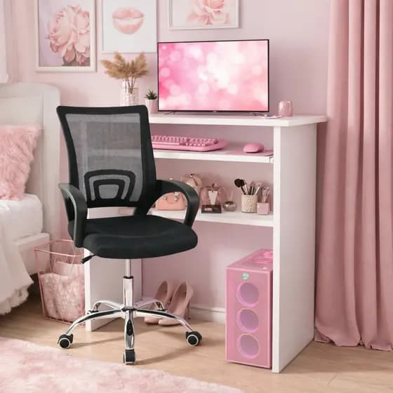 Kit Mesa Computador + Cadeira Ergonômica Escritório Quarto Gamer Setup