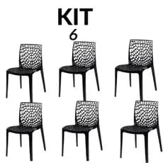 Kit 6 Cadeiras Gruvyer Pretas Para Sala De Jantar e Área Gourmet