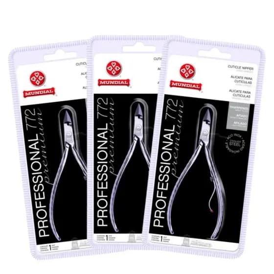 KIT 3 ALICATES DE CUTICULA 772 PRO PREMIUM INOX MUNDIAL